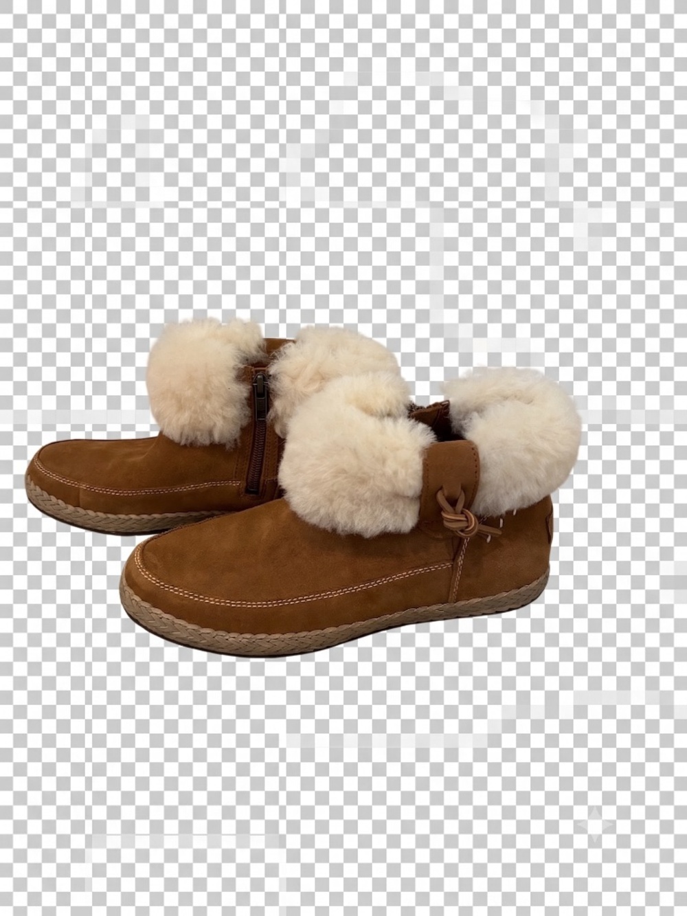 UGG Elowen Chestnut Suede Shearling Ankle Boots Moccasin Booties Size 8